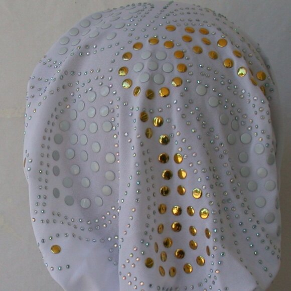 WHITE Pre-Tied Stud Chemo Cap Slip On Bonnet Hijab Undercap #3 - Picture 4 of 4